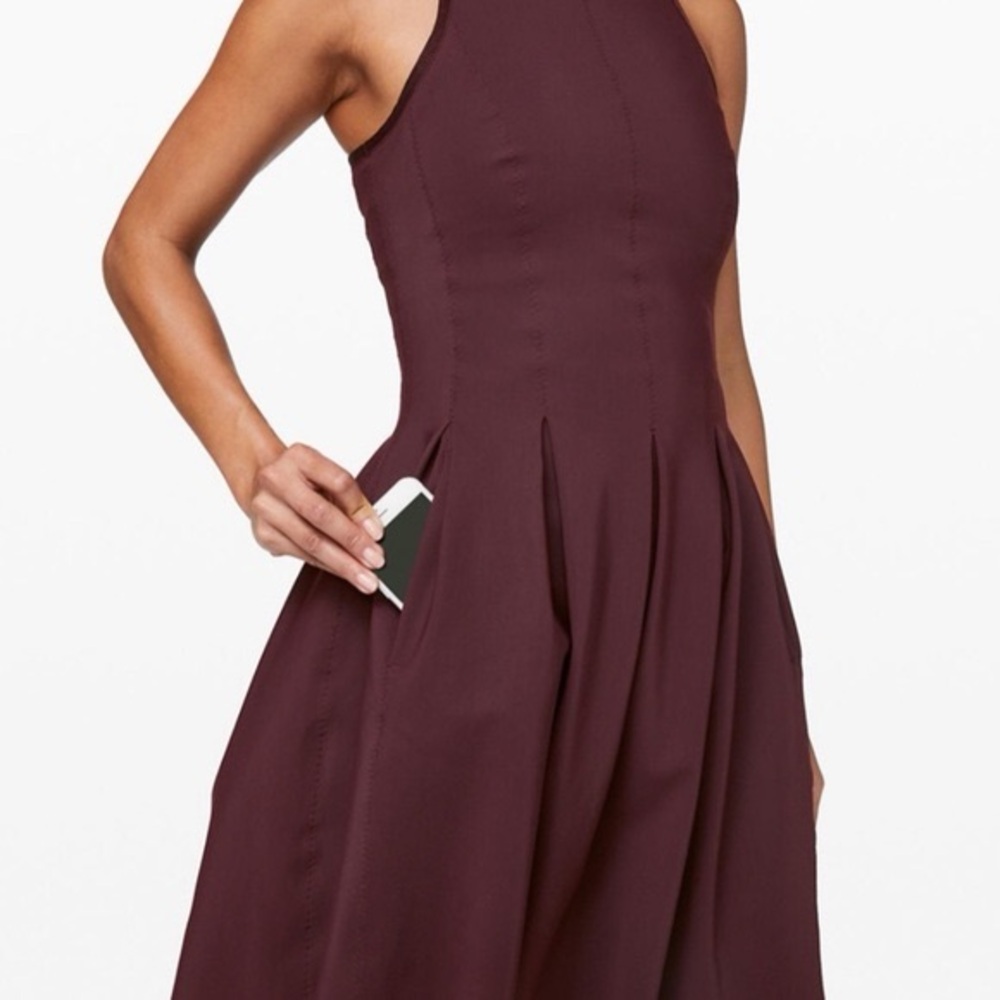 Lululemon Maroon Here To There Fit & Flare Dress Rare Bordeaux Drama - Picture 2 of 11
